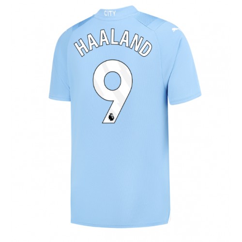 Pánský Fotbalový dres Manchester City Erling Haaland #9 2023-24 Domácí Krátký Rukáv